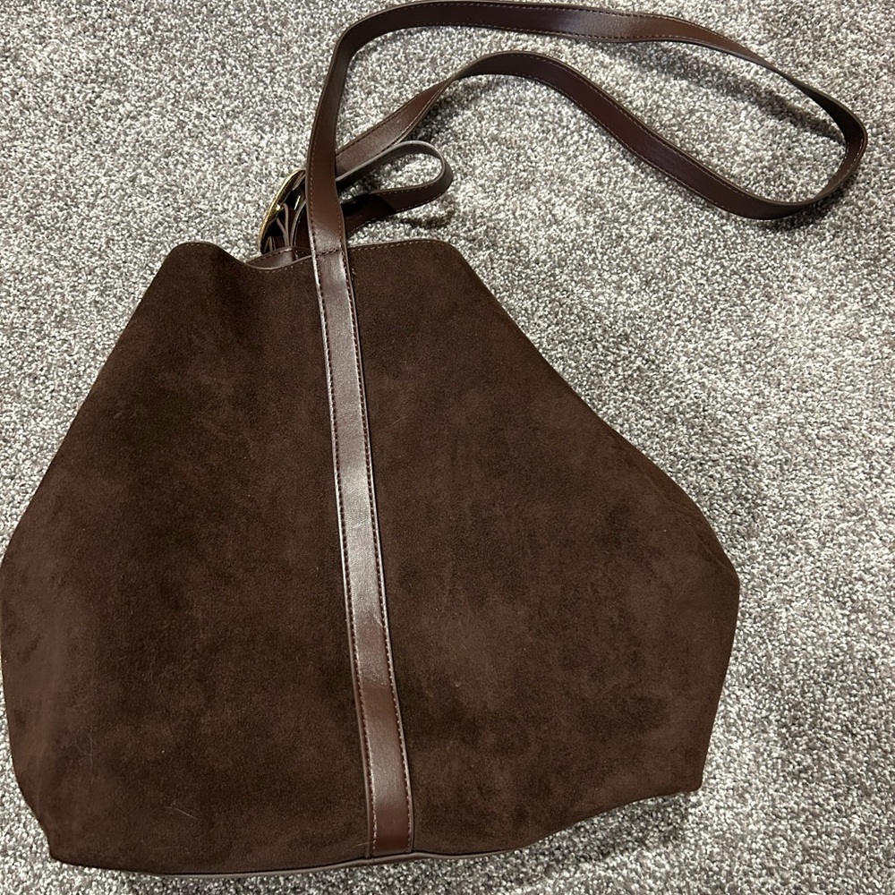 Brown Suede Medium Tote